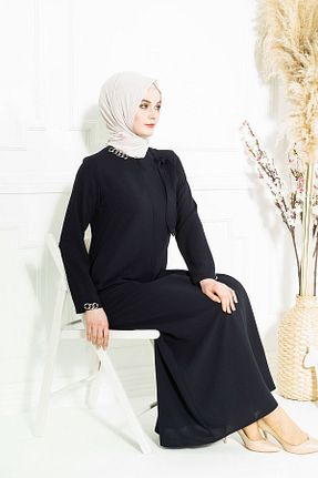 کلاه و ابایا سرمه ای زنانه بافتنی Beyza - کد 319758704