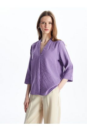 بلوز بنفش زنانه ساده LC Waikiki - کد 822654301
