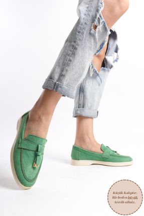 کفش لوفر سبز زنانه پاشنه کوتاه ( 4 - 1 cm ) کد 818435254