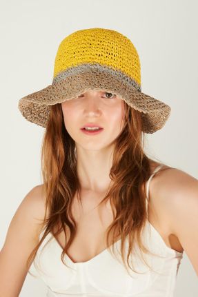 کلاه زرد زنانه حصیری کد 822365984