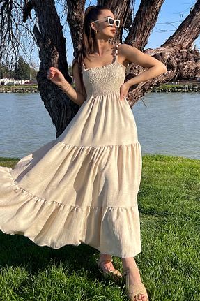 لباس بژ زنانه بافتنی GÜLSELİ - کد 822469670