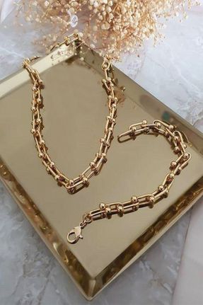 گردنبند جواهر طلائی زنانه فلزی کد 822541441