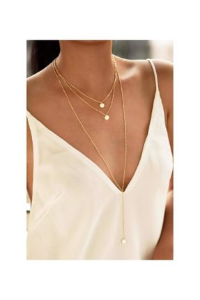 گردنبند جواهر طلائی زنانه فلزی کد 822532003