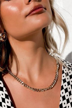 گردنبند جواهر طلائی زنانه فلزی کد 822542202