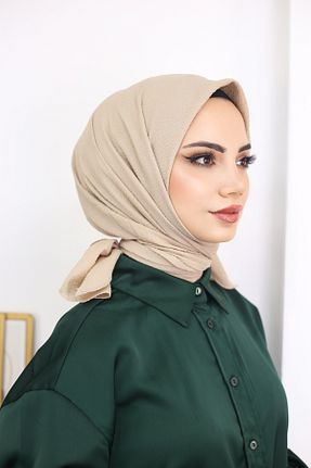 روسری بژ 100 x 100 پنبه - پلی استر کد 822535866