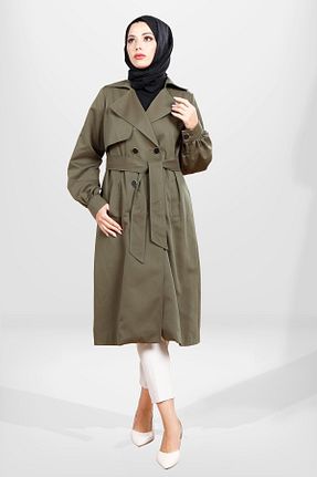 ترنچکت حجاب خاکی زنانه آستر دار Beyza - کد 783330806
