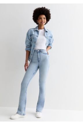 شلوار جین آبی زنانه پاچه اسپانیولی فاق بلند جین کد 822546611