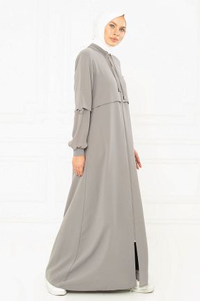 کلاه و ابایا طوسی زنانه بافتنی Beyza - کد 97422334