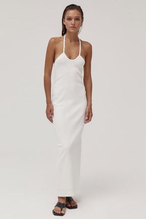 لباس سفید زنانه بافتنی رگولار آستین-بلند کد 740948164