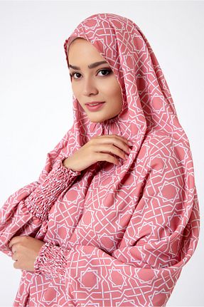 لباس حجاب صورتی زنانه اورسایز L