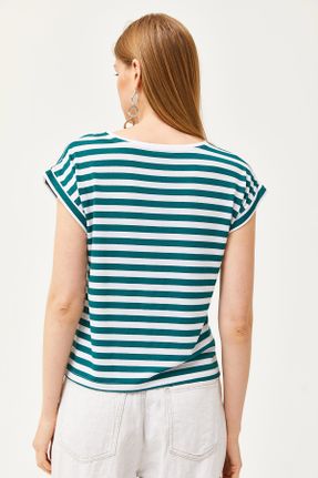 تی شرت سبز زنانه رگولار یقه گرد ویسکون تکی کد 822711312