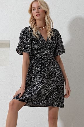 لباس مشکی زنانه بافتنی Trend Alaçatı Stili - کد 809077583