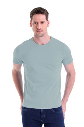 تی شرت آبی مردانه یقه گرد پنبه (نخی) رگولار کد 701398967