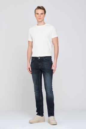 شلوار جین آبی مردانه پاچه ساده پنبه - پلی استر - الاستن اسلیم پوشاک ورزشی کد 242826036