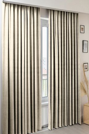 پرده زمینه بژ مخمل Homefesto - کد 822797636