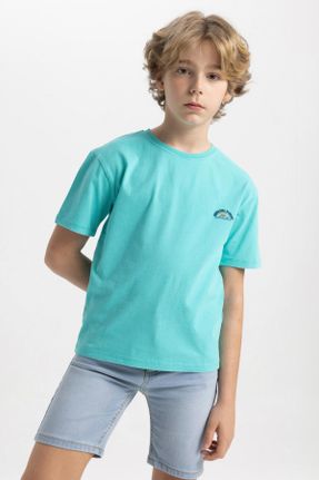 تی شرت سبز بچه گانه رگولار یقه گرد کد 822807068