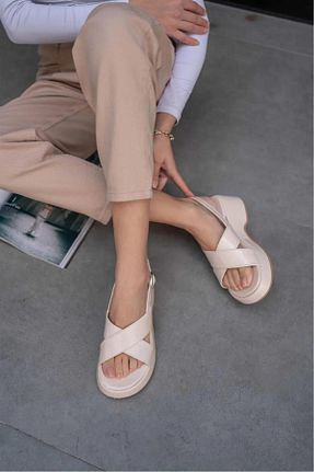 صندل نباتی زنانه پاشنه ضخیم FS KOMBİN - کد 822810316
