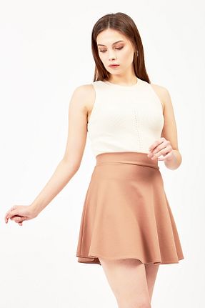دامن قهوه ای زنانه پنبه پلی استر Elia Moda - کد 250947705