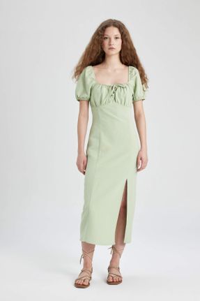 لباس سبز زنانه بافتنی رگولار آستین-کوتاه کد 822936891