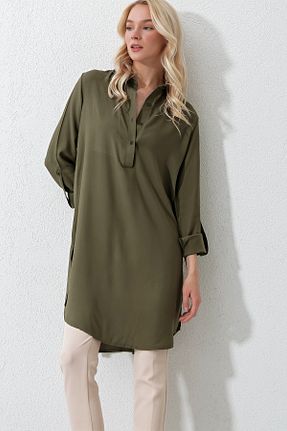 بلوز خاکی زنانه ساده Trend Alaçatı Stili - کد 813651141