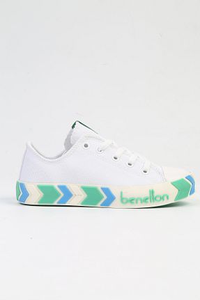 کفش اسنیکر سفید بچه گانه بند دار Benetton - کد 820457841