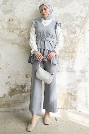 ست بالاتنه و پائین تنه حجاب طوسی زنانه رگولار InStyle - کد 822692859