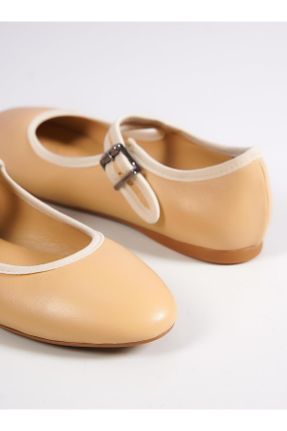 کفش لوفر بژ زنانه چرم طبیعی پاشنه کوتاه ( 4 - 1 cm ) کد 822703328