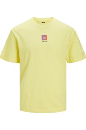 تی شرت زرد مردانه اسلیم فیت یقه گرد کد 822823722