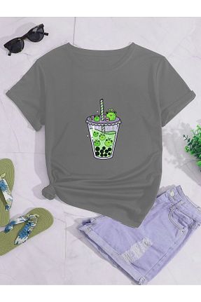 تیشرت سایز بزرگ طوسی زنانه T-Shirt aynewmoda - کد 822889121