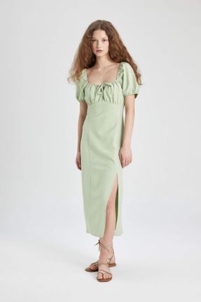 لباس سبز زنانه بافتنی رگولار آستین-کوتاه کد 822936891