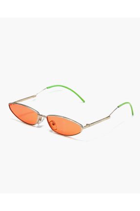 عینک آفتابی نارنجی زنانه 58 UV400 فلزی مات گربه ای کد 102997757