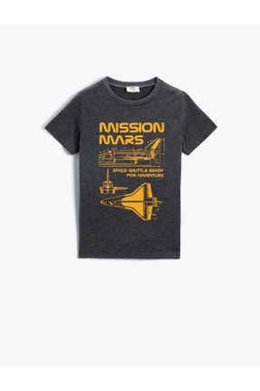 تی شرت طوسی بچه گانه رگولار یقه گرد پلی استر تکی کد 224971685
