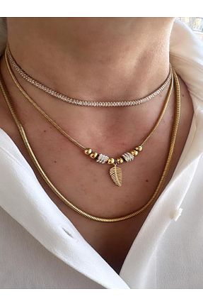 گردنبند استیل ( فولاد ) طلائی زنانه استیل (فولاد) Quella Takı - کد 823128272