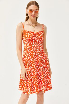 لباس نارنجی زنانه بافت مخلوط پلی استر گلوژ کد 822539278