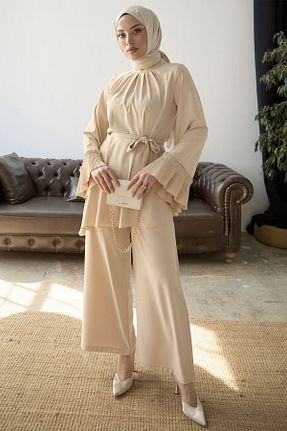 ست بالاتنه و پائین تنه حجاب بژ زنانه Relaxed InStyle - کد 822700835