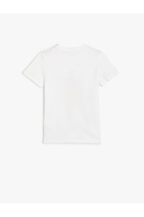 تی شرت سفید بچه گانه رگولار یقه گرد پنبه (نخی) تکی کد 814944243