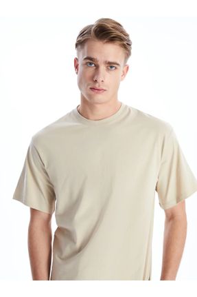 تی شرت بژ مردانه رگولار یقه گرد کد 822872218