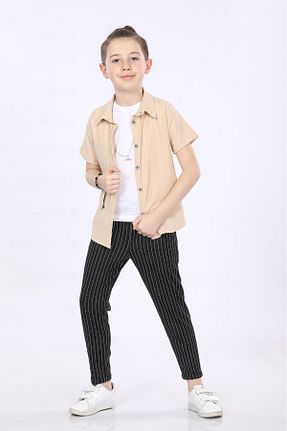 ست بالاتنه و پائین تنه بژ بچه گانه بافتنی MORNIO - کد 815171411