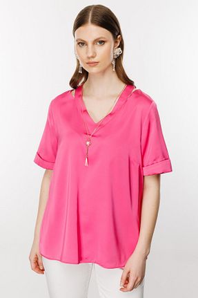 بلوز سایز بزرگ صورتی زنانه سایز بزرگ Ekol - کد 822981494