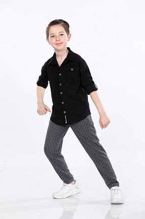 ست بالاتنه و پائین تنه مشکی بچه گانه بافتنی MORNIO - کد 815170948