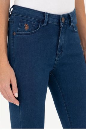 شلوار جین آبی زنانه پاچه لوله ای پنبه - پلی استر - الاستن اسلیم استاندارد کد 823133399