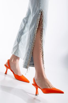کفش مجلسی نارنجی زنانه پاشنه نازک پاشنه متوسط ( 5 - 9 cm ) چرم مصنوعی کد 823130061