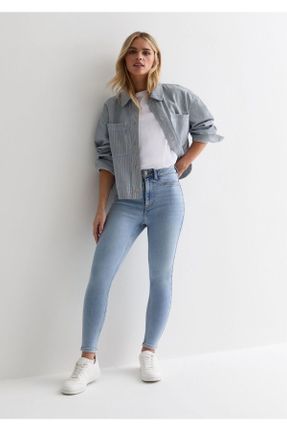 شلوار جین آبی زنانه پاچه تنگ فاق بلند جین بلند کد 822546554