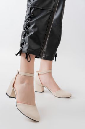 کفش پاشنه بلند کلاسیک بژ زنانه چرم مصنوعی پاشنه ضخیم پاشنه متوسط ( 5 - 9 cm ) کد 806605850