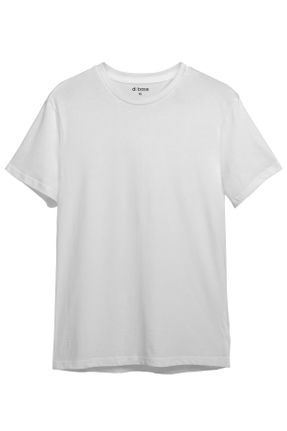 تی شرت سفید زنانه رگولار یقه گرد کد 822409600