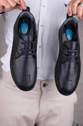 کفش کژوال مشکی مردانه چرم طبیعی پاشنه کوتاه ( 4 - 1 cm ) پاشنه ساده کد 823379284