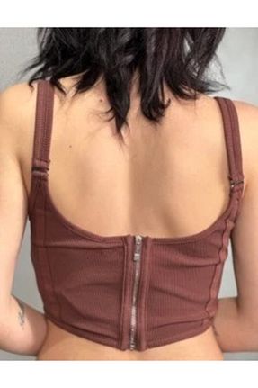 بادی قهوه ای زنانه یقه مربعی Asymoda - کد 823407917
