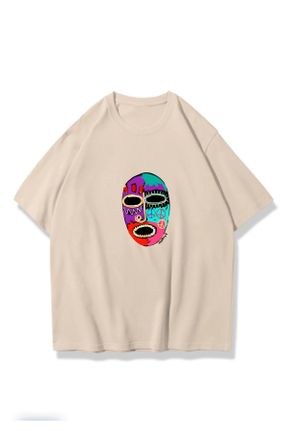 تی شرت طوسی زنانه یقه گرد پنبه (نخی) اورسایز طراحی کد 809692909