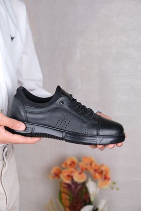 کفش کژوال مشکی مردانه چرم طبیعی پاشنه کوتاه ( 4 - 1 cm ) پاشنه ساده کد 823423470