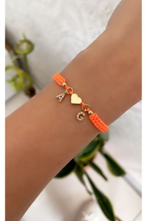 دستبند جواهر نارنجی زنانه روکش طلا کد 823514992